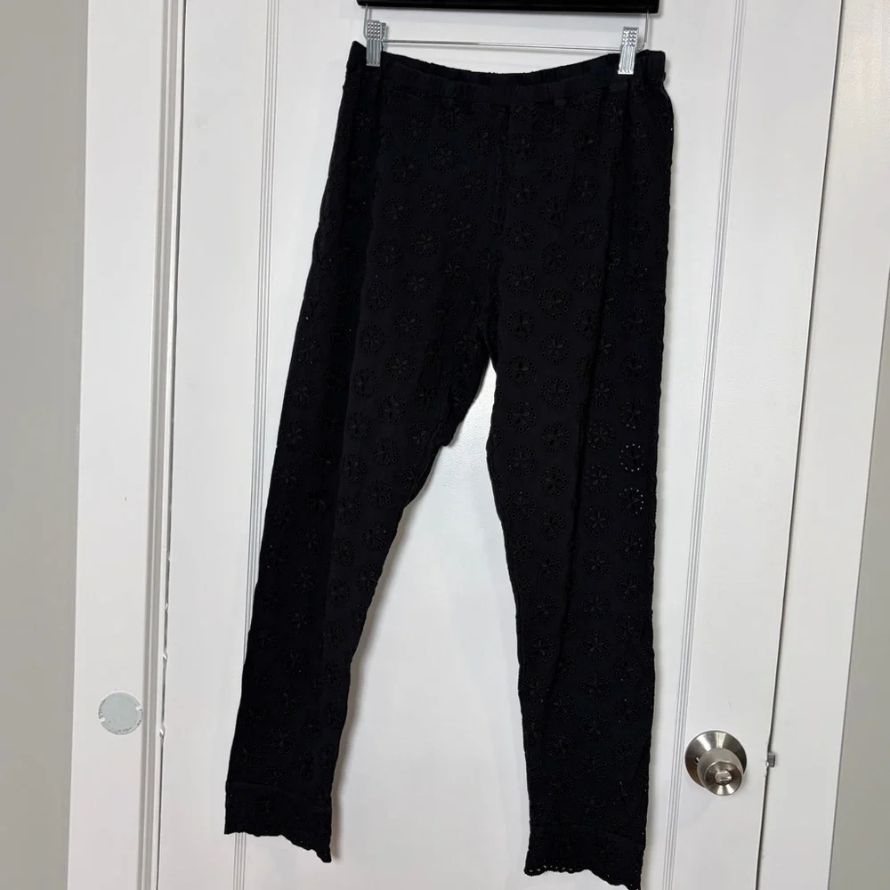 JOHNNY WAS Ayla Black Eyelet Lace Legging Scalloped Hem Pants - Picture 11 of 13